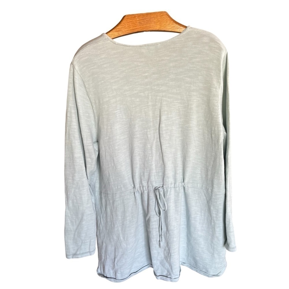J. Jill PureJill Soft Cotton Light Blue Tunic-length V-Neck Sweater - Picture 6 of 10